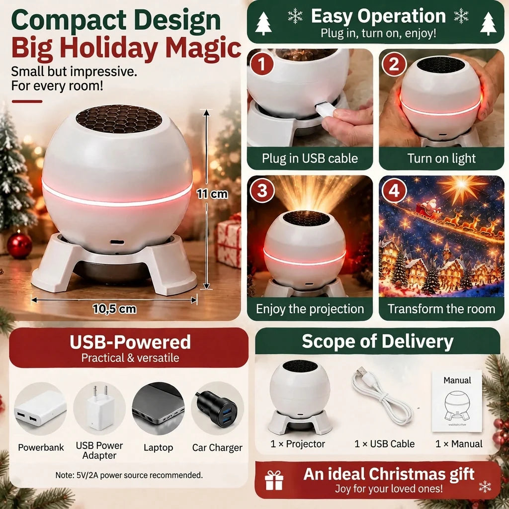 Christmas Light Projector Moving Patterns USB Powered
