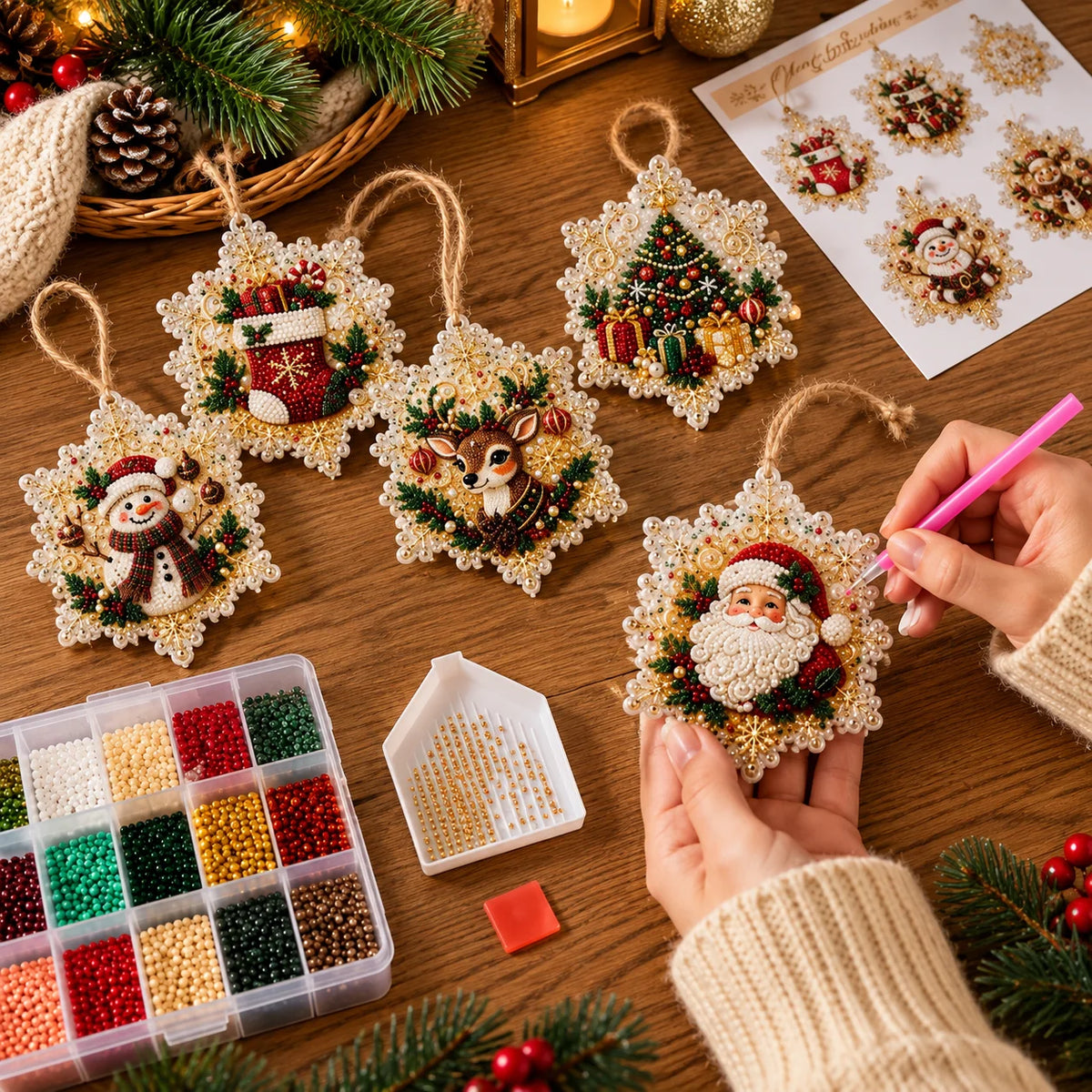 Christmas Ornament Kit Diamond Painting Set of 6
