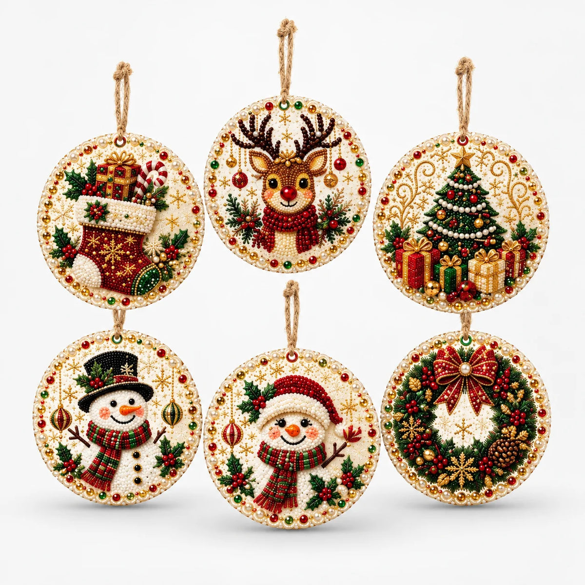 Christmas Ornament Kit Diamond Painting Set of 6