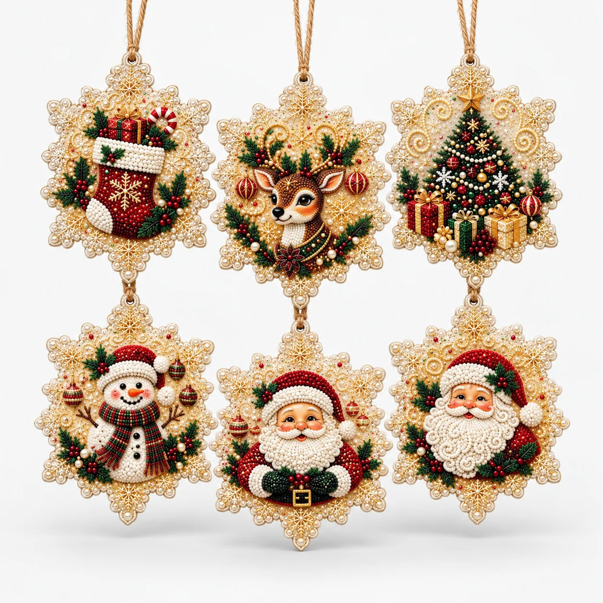 Christmas Ornament Kit Diamond Painting Set of 6