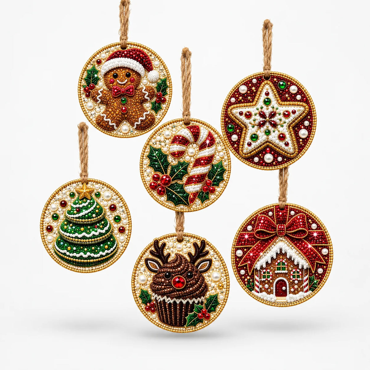 Christmas Ornament Kit Diamond Painting Set of 6