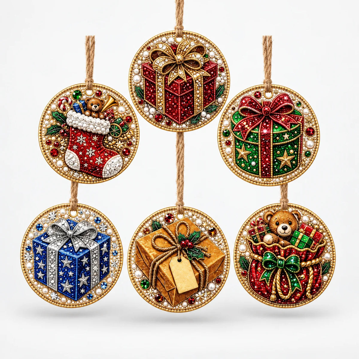 Christmas Ornament Kit Diamond Painting Set of 6