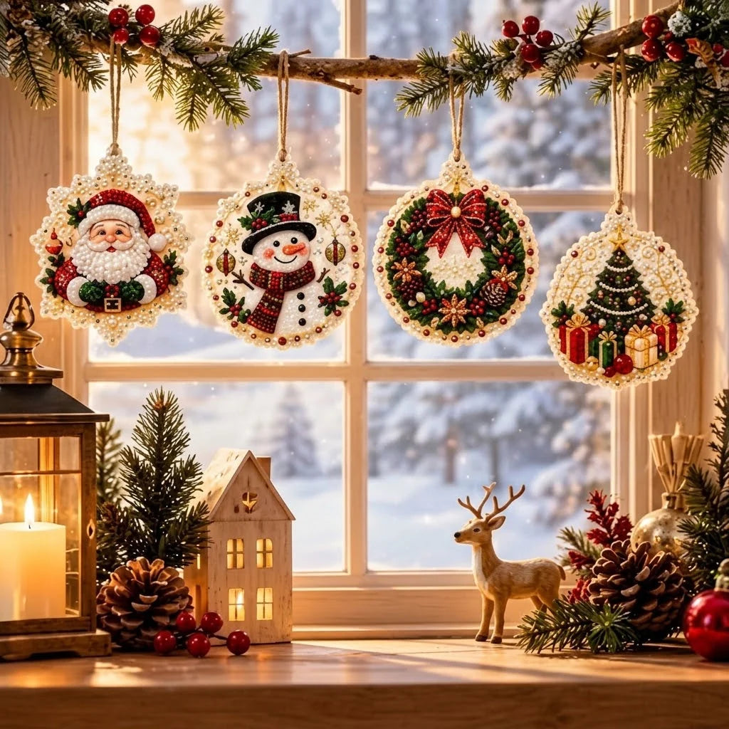 Christmas Ornament Kit Diamond Painting Set of 6
