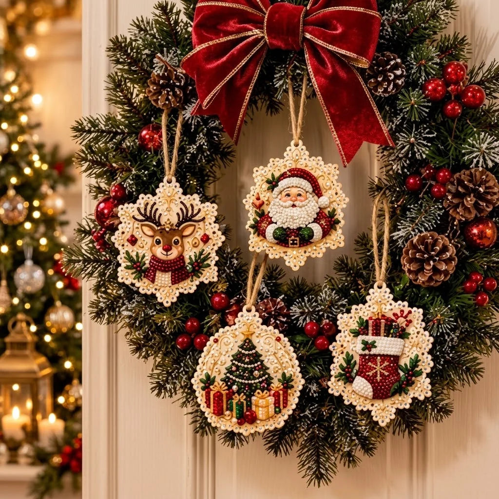 Christmas Ornament Kit Diamond Painting Set of 6