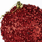 Christmas Ornaments Red Glitter Shatter-Resistant Set of 4