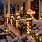 Christmas Porch Railing Lights Warm Glow Hanging Ornaments