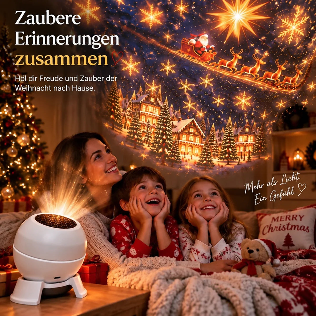 Christmas Projection Night Light USB Powered Festive Scenes