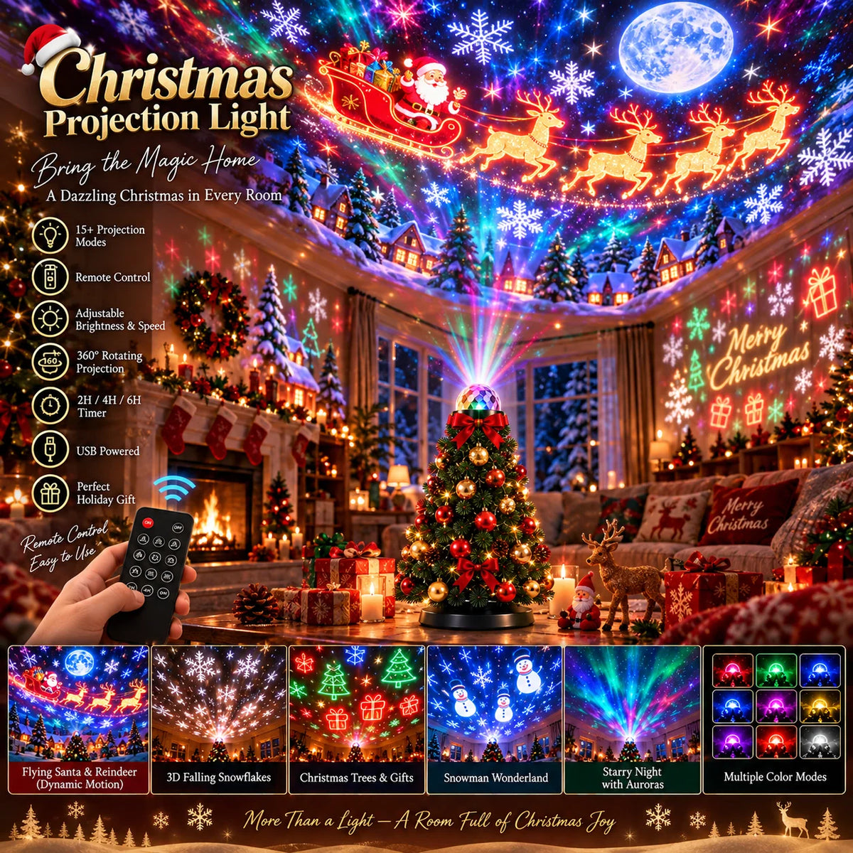 Christmas Projector 15+ Patterns With Remote Control