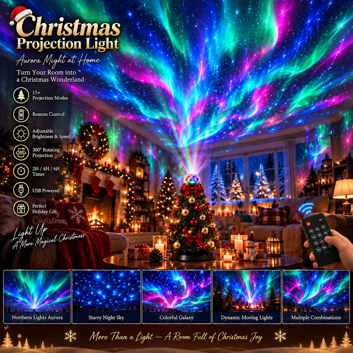 Christmas Projector 15+ Patterns With Remote Control