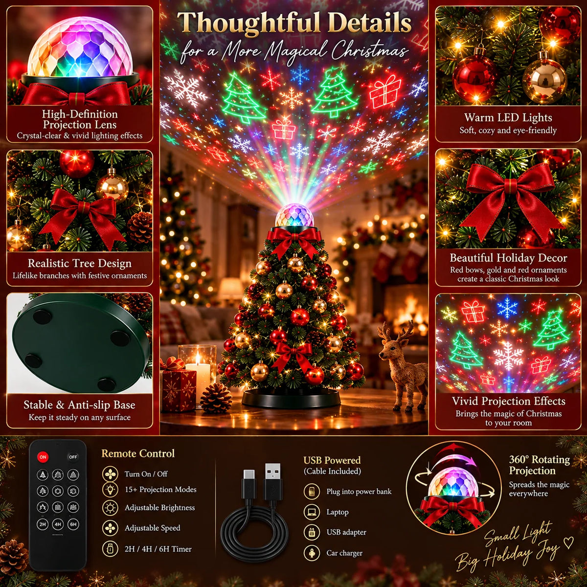 Christmas Projector 15+ Patterns With Remote Control