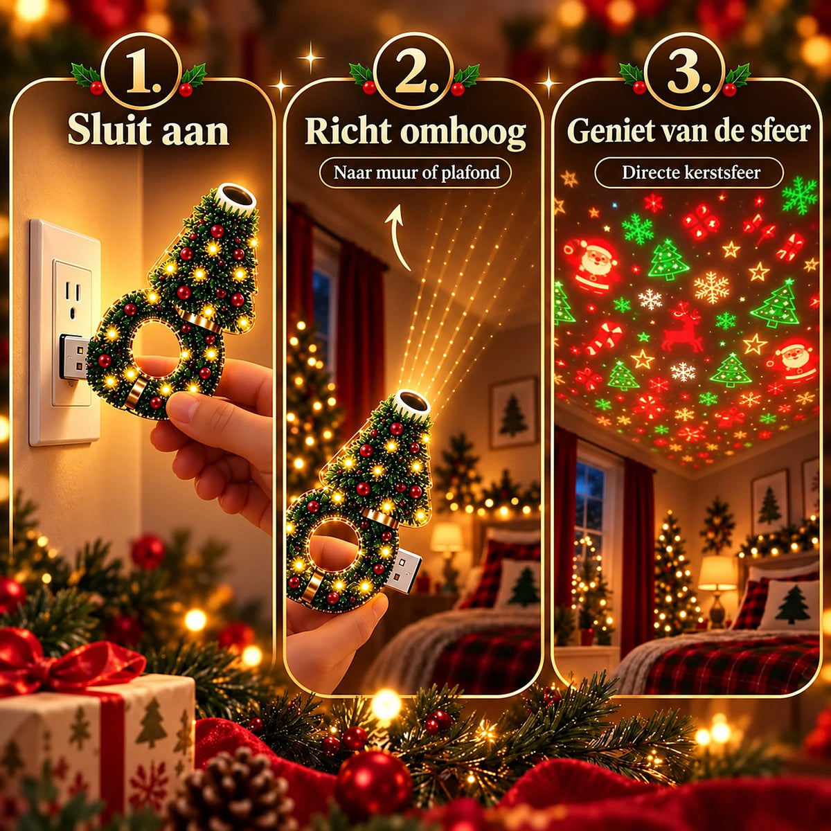 Christmas Projector Lamp USB Powered 6 Light Patterns