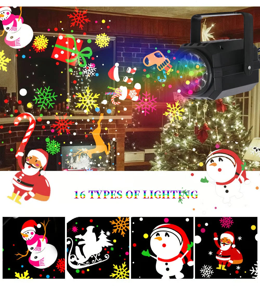 Christmas Projector Light LED 16 Patterns IP44 Weather-Resistant