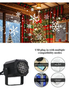 Christmas Projector Light LED 16 Patterns IP44 Weather-Resistant