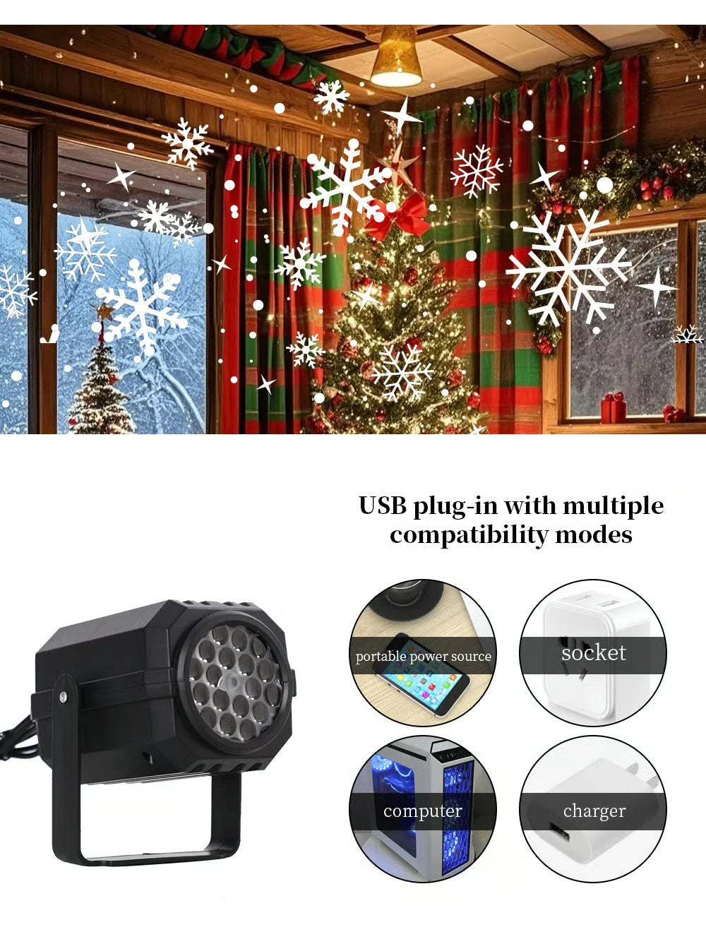 Christmas Projector Light LED 16 Patterns IP44 Weather-Resistant