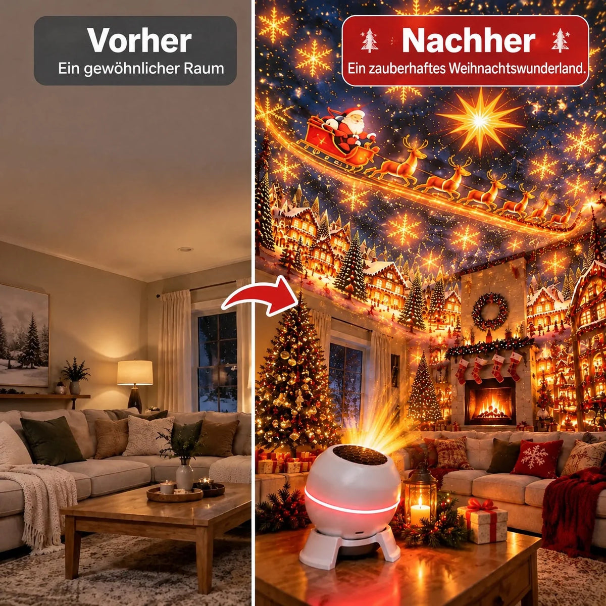 Christmas Projector Light Moving Patterns USB Powered Indoor Use