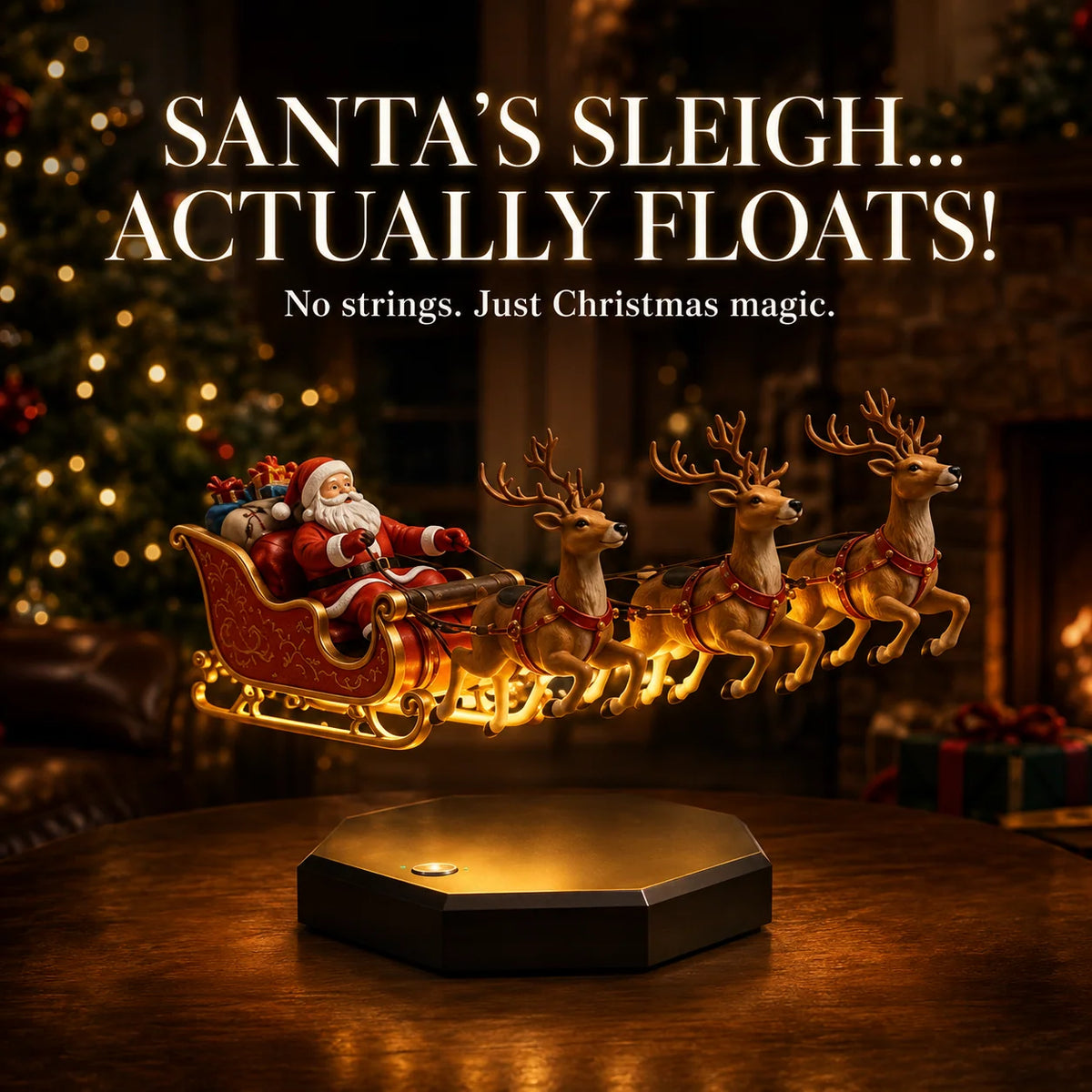 Christmas Sleigh Decoration Magnetic Levitation Illuminated Base