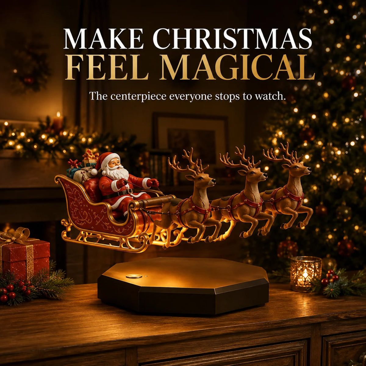 Christmas Sleigh Decoration Magnetic Levitation Illuminated Base
