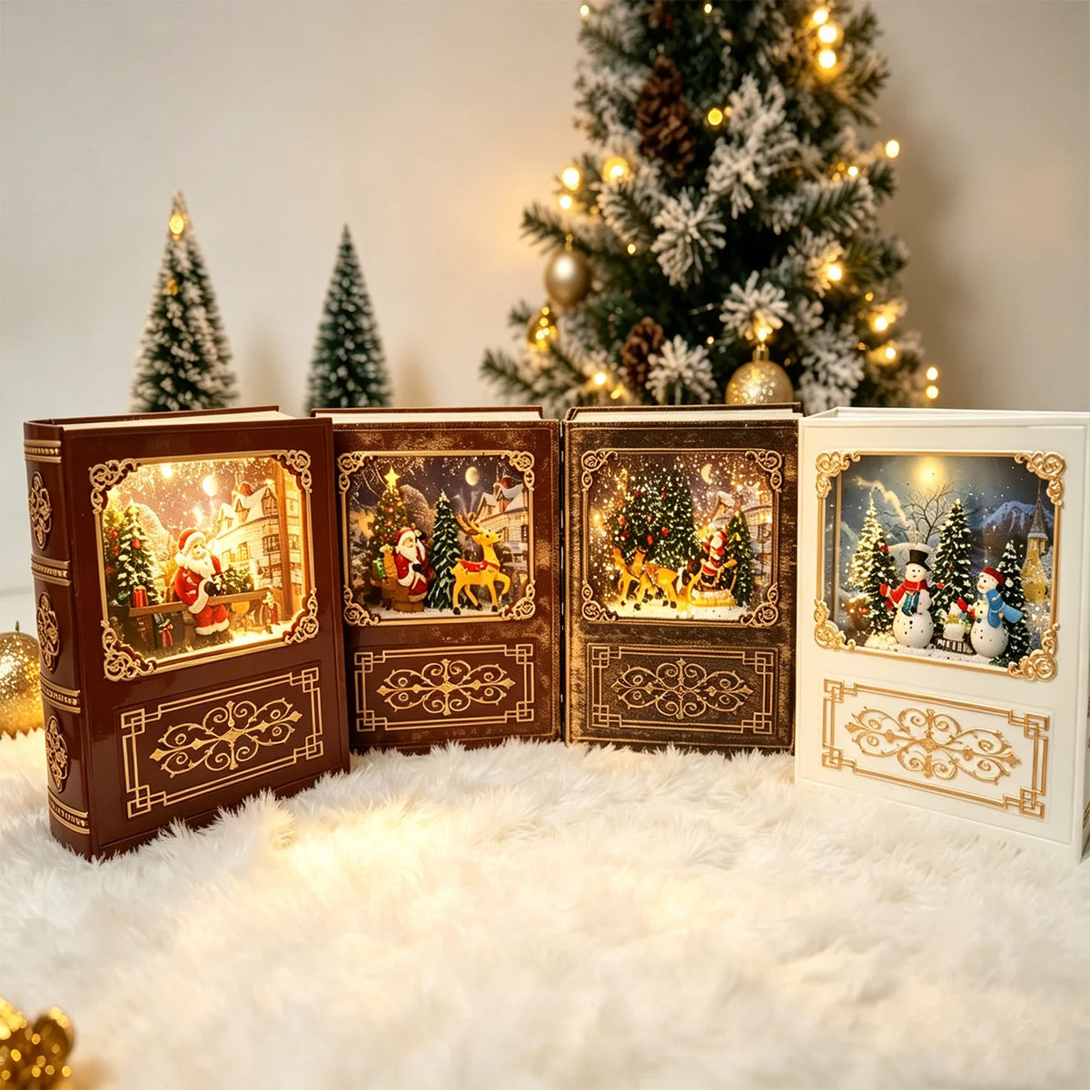 Christmas Snow Globe Decoration LED Santa Scene