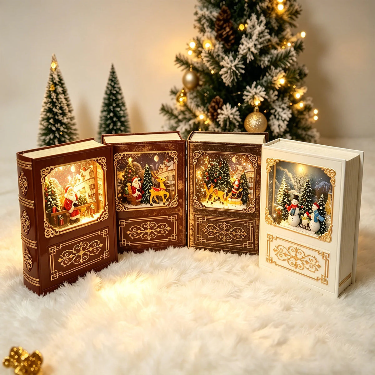 Christmas Snow Globe Decoration LED Santa Scene