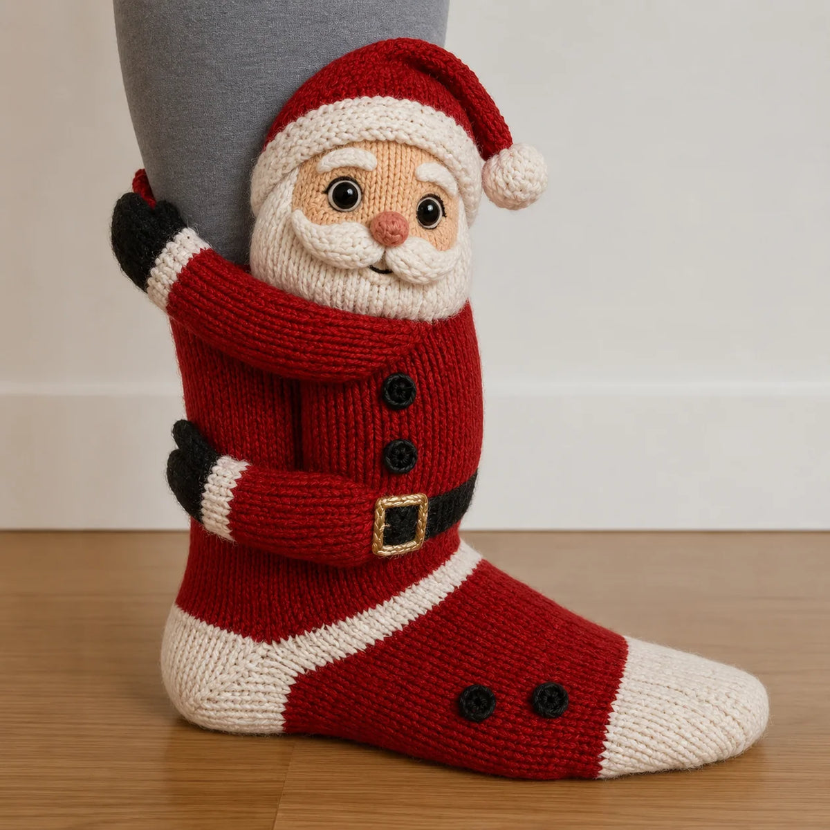 Christmas Socks 3D Hugging Character Knitted Holiday Style