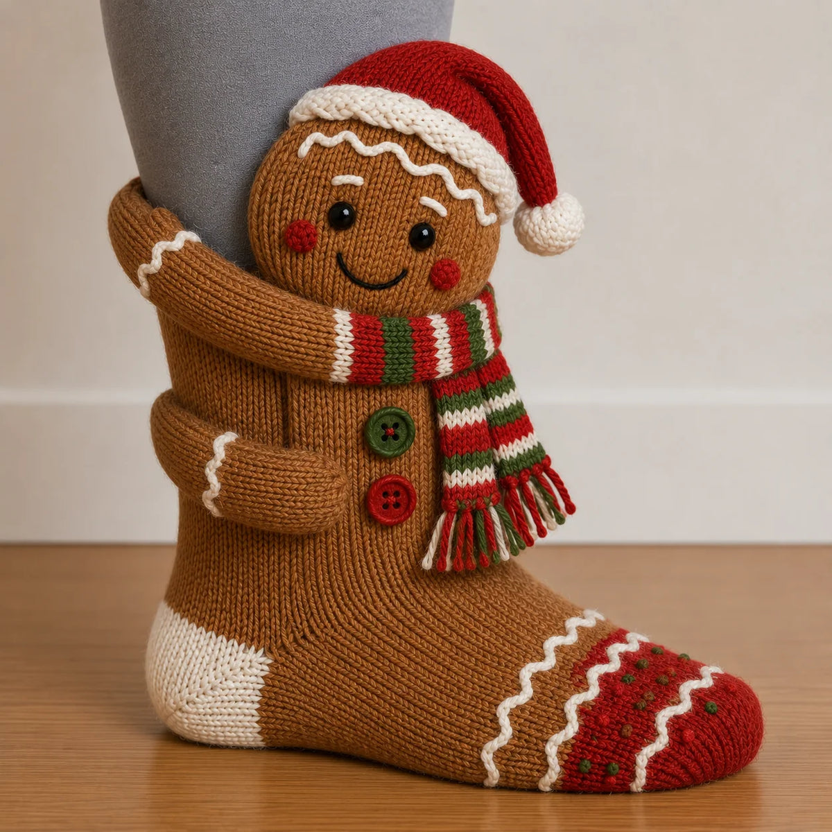 Christmas Socks 3D Hugging Character Knitted Holiday Style