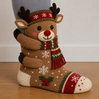 Christmas Socks 3D Hugging Character Knitted Holiday Style