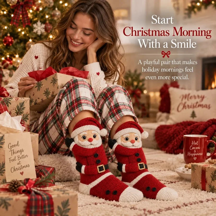Christmas Socks 3D Hugging Character Knitted Holiday Style