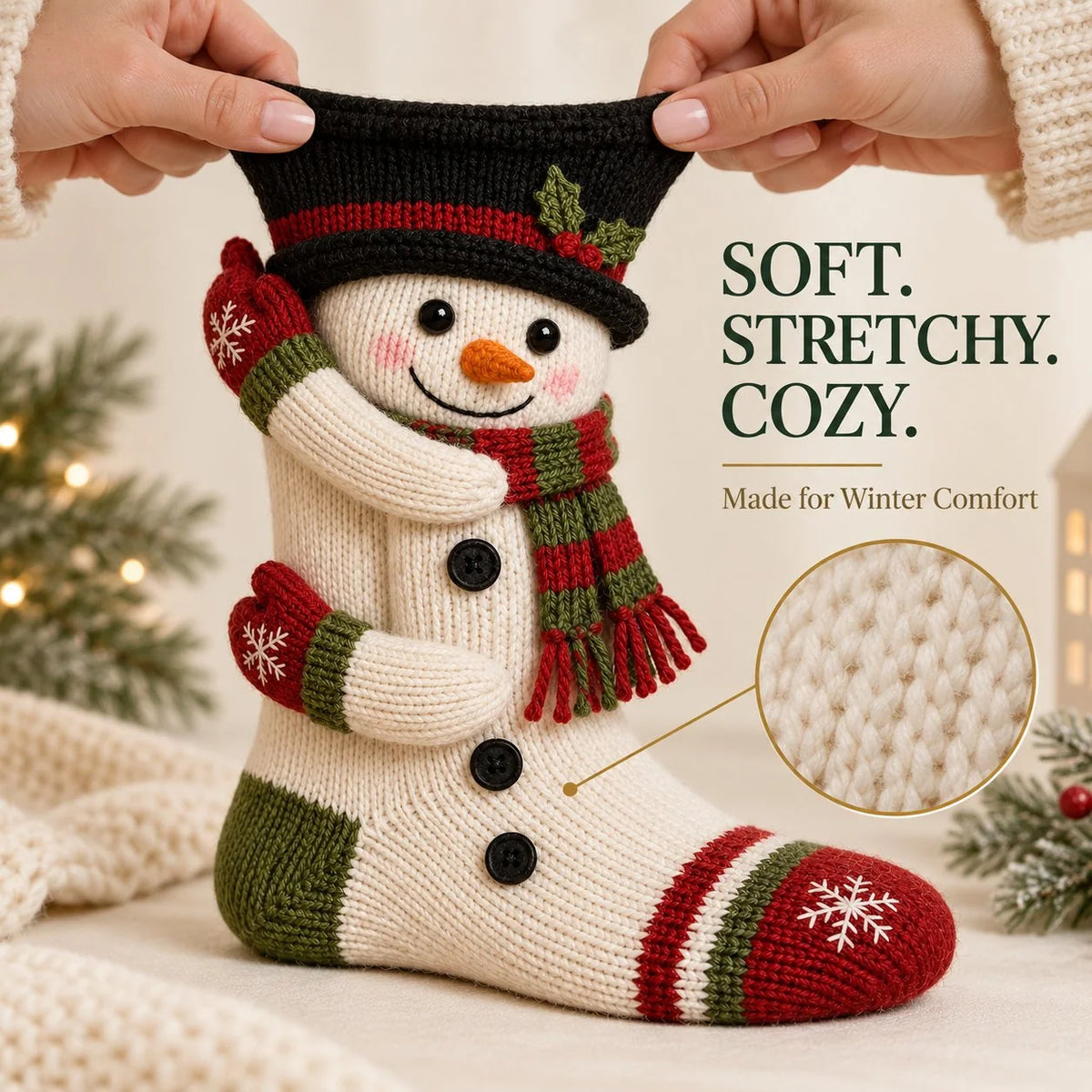 Christmas Socks 3D Hugging Character Knitted Holiday Style