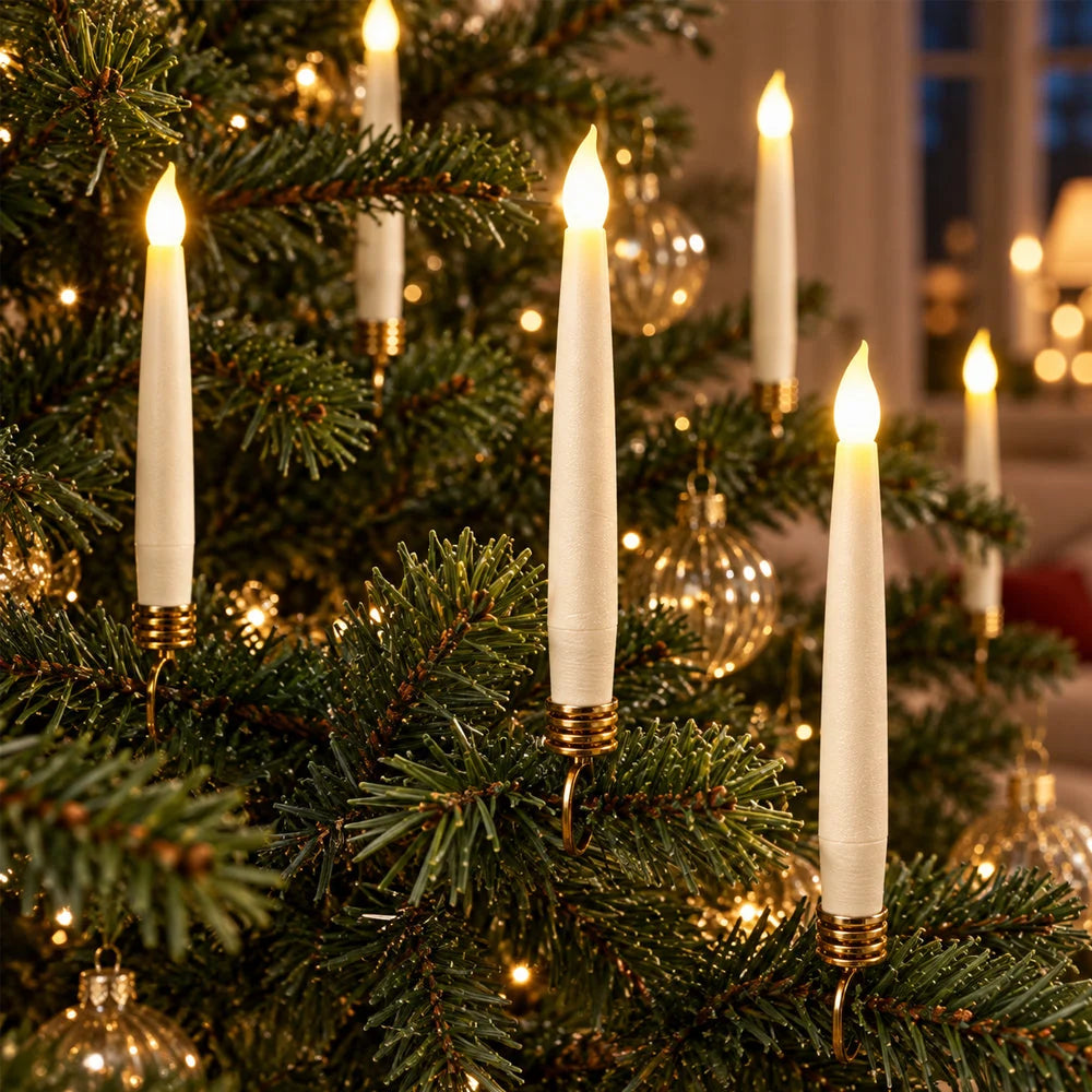 Christmas Tree Candle Lights Cordless Remote-Controlled LED Set of 20