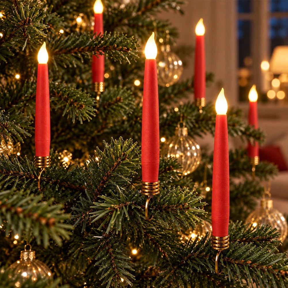Christmas Tree Candle Lights Cordless Remote-Controlled LED Set of 20