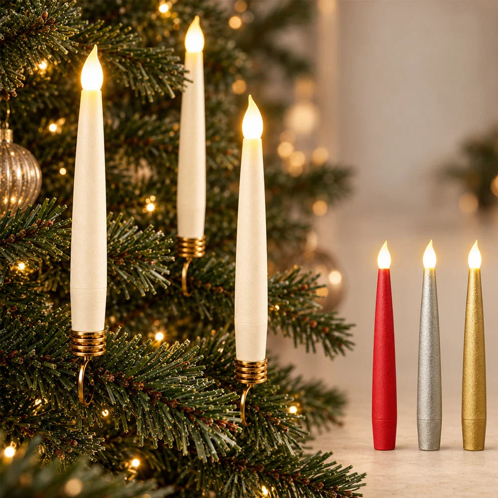 Christmas Tree Candle Lights Cordless Remote-Controlled LED Set of 20