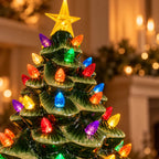 Christmas Tree Glazed Ceramic Warm Multicolor LED Lights
