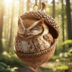 Christmas Tree Ornament Acrylic Woodland Animal Acorn Design Lightweight