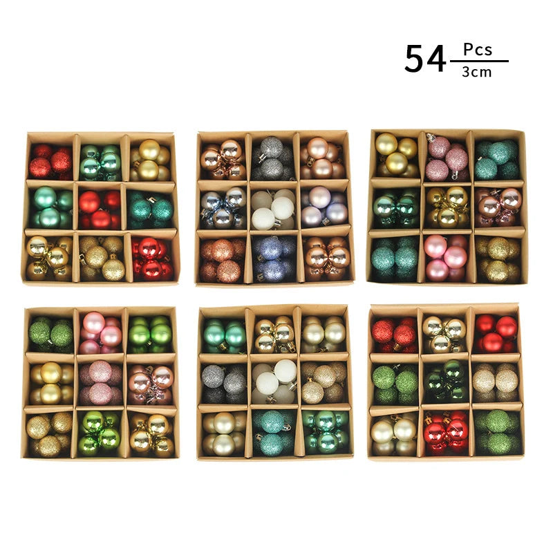 Christmas Tree Ornaments Shatterproof Assorted Finishes Set of 54