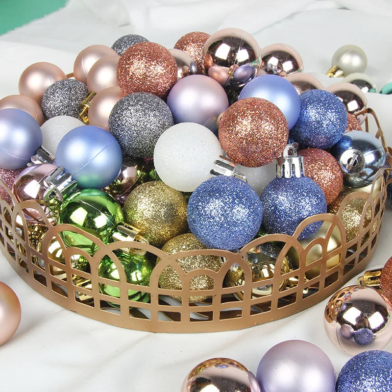 Christmas Tree Ornaments Shatterproof Assorted Finishes Set of 54
