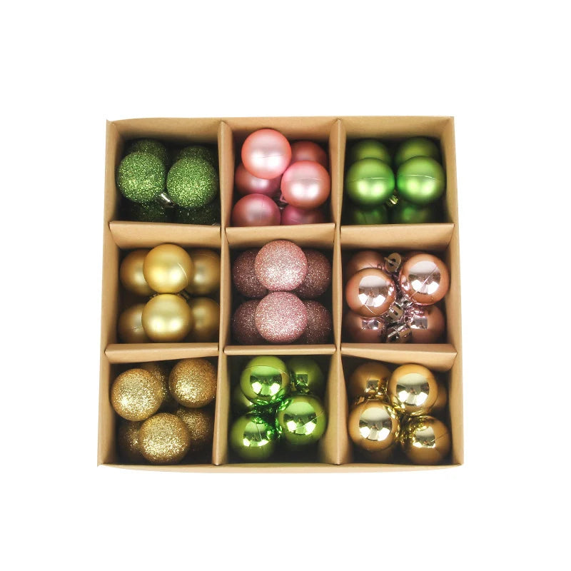 Christmas Tree Ornaments Shatterproof Assorted Finishes Set of 54