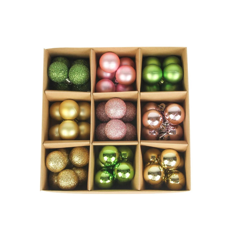Christmas Tree Ornaments Shatterproof Assorted Finishes Set of 54