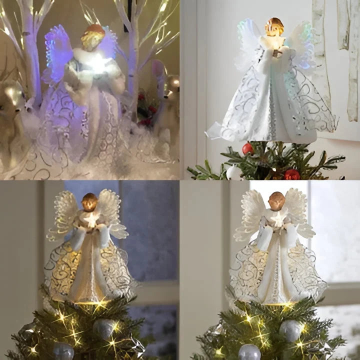 Christmas Tree Topper Animated Fiber Optic Wings & Illuminated Star