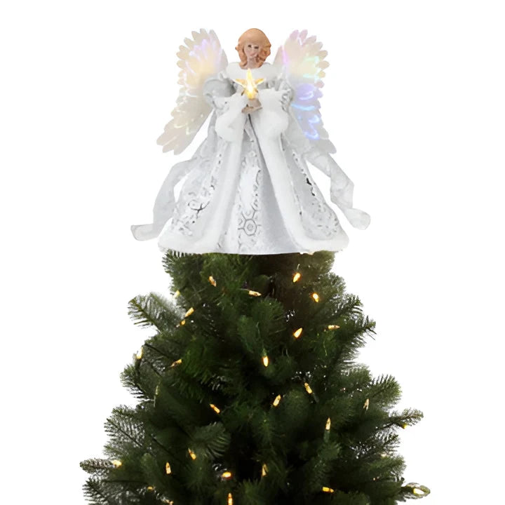 Christmas Tree Topper Animated Fiber Optic Wings & Illuminated Star