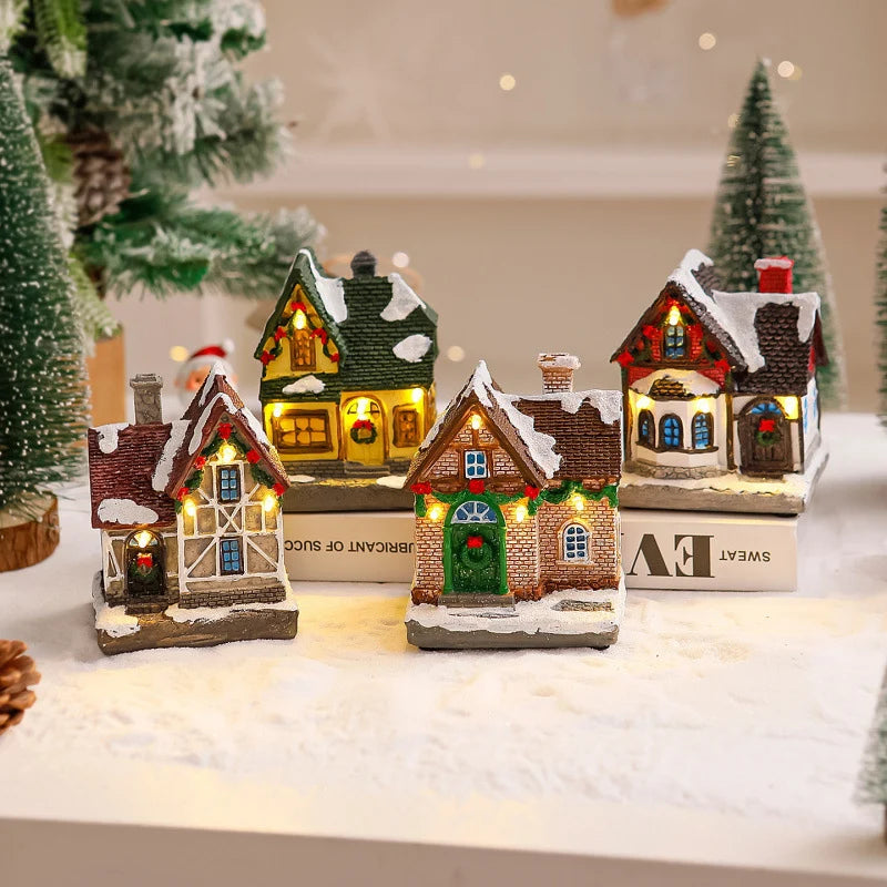 Christmas Village Decoration Built-In Lights Warm Glow