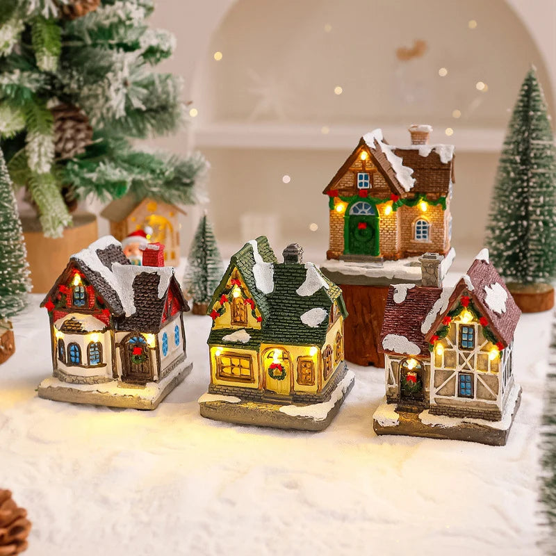 Christmas Village Decoration Built-In Lights Warm Glow