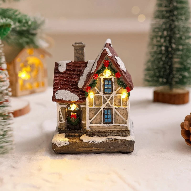 Christmas Village Decoration Built-In Lights Warm Glow