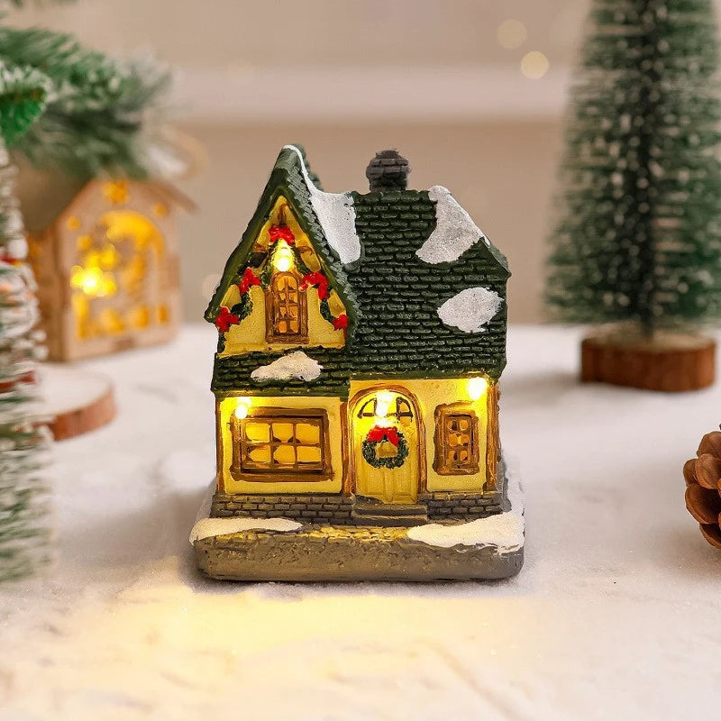Christmas Village Decoration Built-In Lights Warm Glow