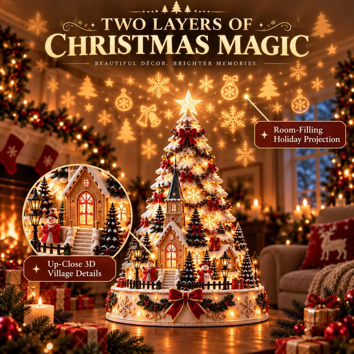 Christmas Village Decoration Illuminated Wall & Ceiling Projection