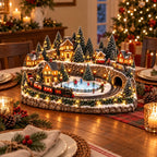 Christmas Village Decoration Moving Train Warm Lights & Music