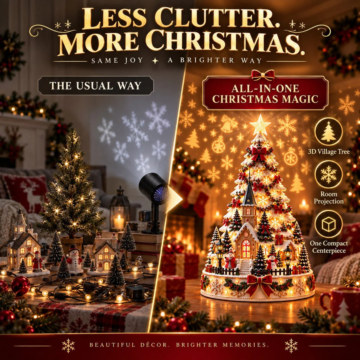 Christmas Village Tree Illuminated 3D Projection