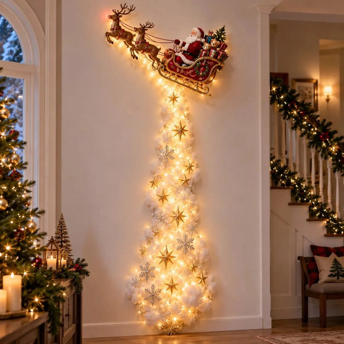 Christmas Wall Decor Illuminated Light Trail Holiday Scene