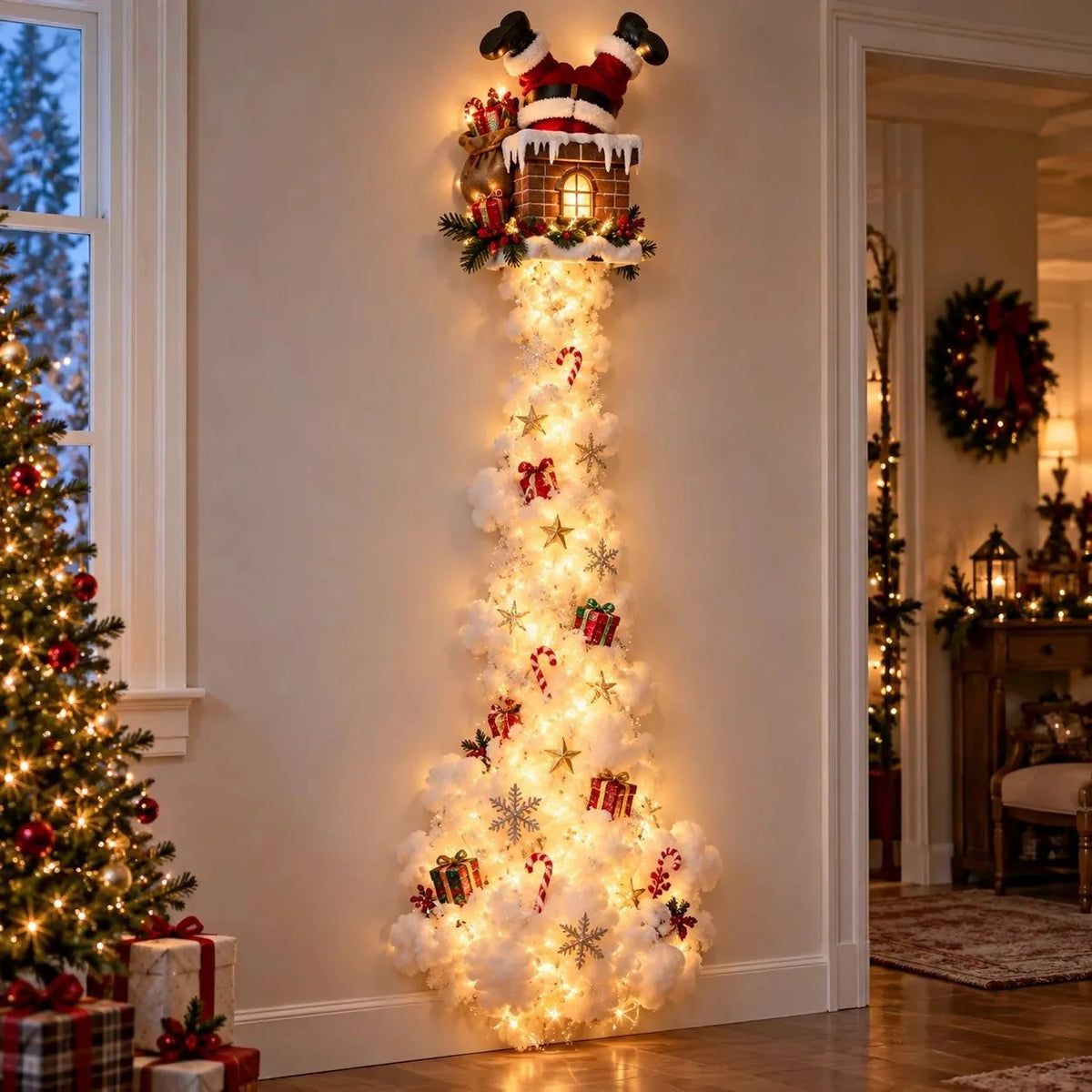 Christmas Wall Decor Illuminated Light Trail Holiday Scene