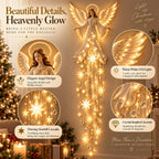 Christmas Wall Light Angel With Halo Warm White Glow Cascading Stars