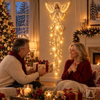 Christmas Wall Light Angel With Halo Warm White Glow Cascading Stars